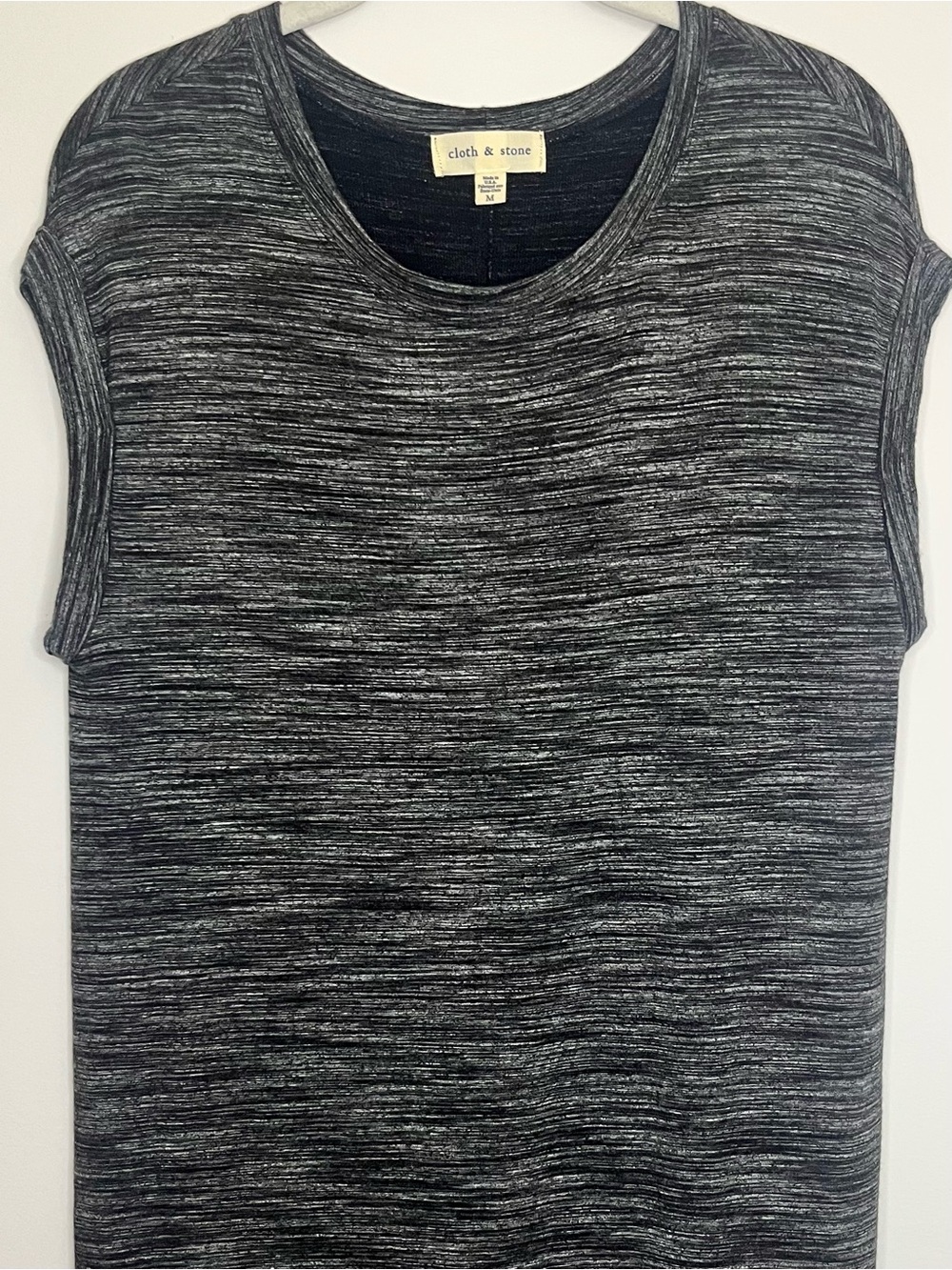 Cloth & Stone Anthropologie Melange Marled Jersey T-Shirt Dress Stretch Black M - Picture 5 of 10
